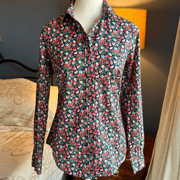 J Crew Liberty Fabric Floral Button Down Cotton Long Sleeved Shirt - Picture 1 of 7